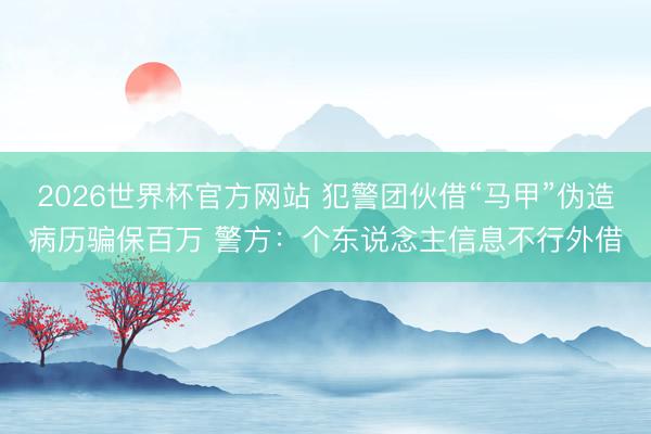 2026世界杯官方网站 犯警团伙借“马甲”伪造病历骗保百万 警方：个东说念主信息不行外借