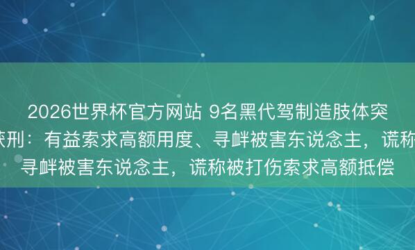 2026世界杯官方网站 9名黑代驾制造肢体突破敲诈最高7.4万元获刑：有益索求高额用度、寻衅被害东说念主，谎称被打伤索求高额抵偿