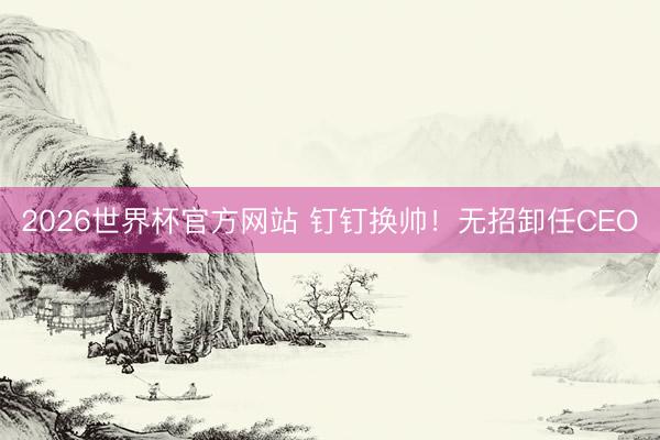 2026世界杯官方网站 钉钉换帅！无招卸任CEO