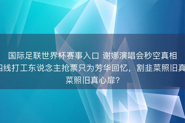 国际足联世界杯赛事入口 谢娜演唱会秒空真相：三四线打工东说念主抢票只为芳华回忆，割韭菜照旧真心扉?