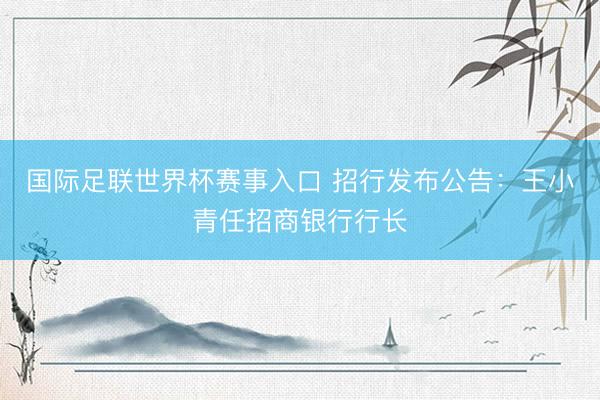 国际足联世界杯赛事入口 招行发布公告:王小青任招商银行行长